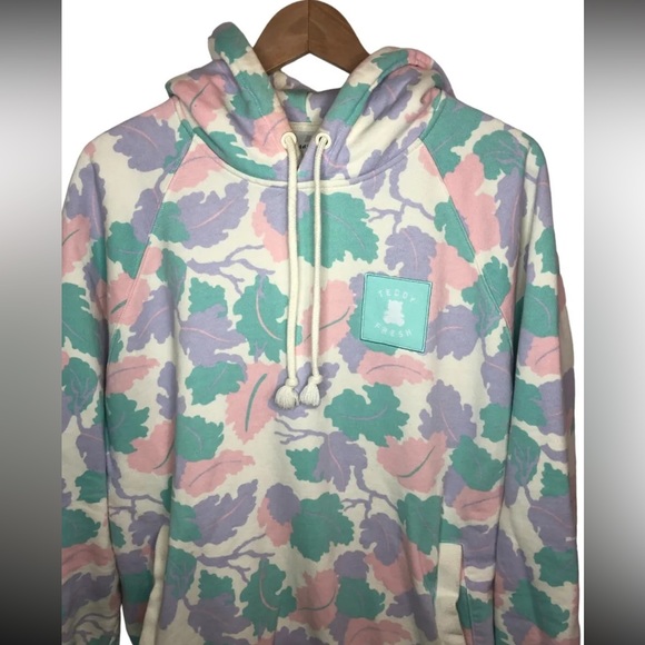 Teddy Fresh 1.0 SOLD OUT/RARE Size M Pastel Muted Camo Leaves Hoodie 2019 - Picture 3 of 16